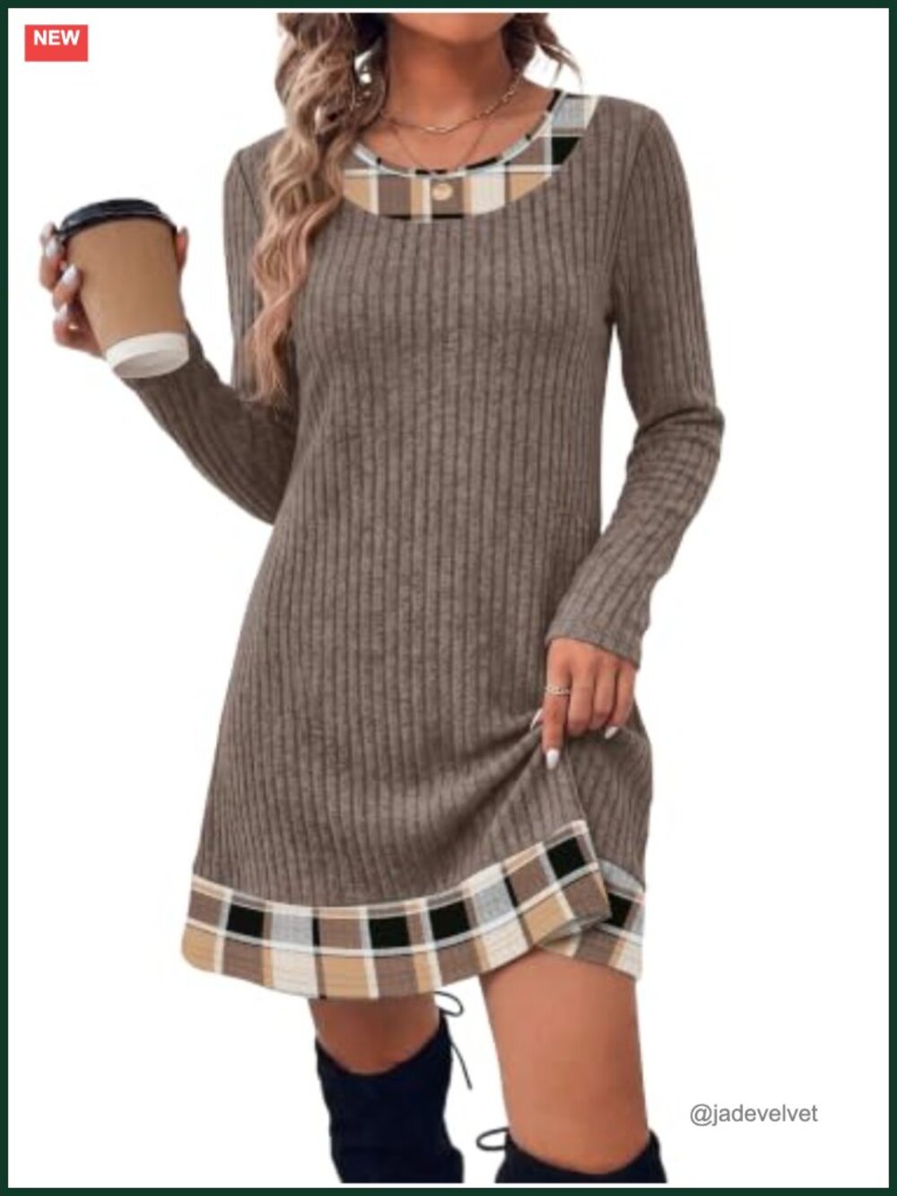 Long Sleeve Knit Sweater Dress with Pockets Casual Fall Winter